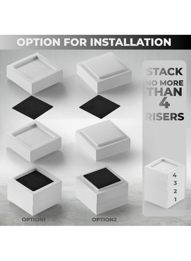 FASONLA Bed Risers (Set of 8) Furniture Risers Lifts Height 1", 2", 3" or 4", Solid Natural Wood Risers, Non-Slip Recessed Hole to Heavy Bed/Furniture (White Color) - Image 3